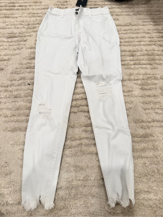 Fashion Nova Denim - Fashion Nova White Distressed Skinny Jeans